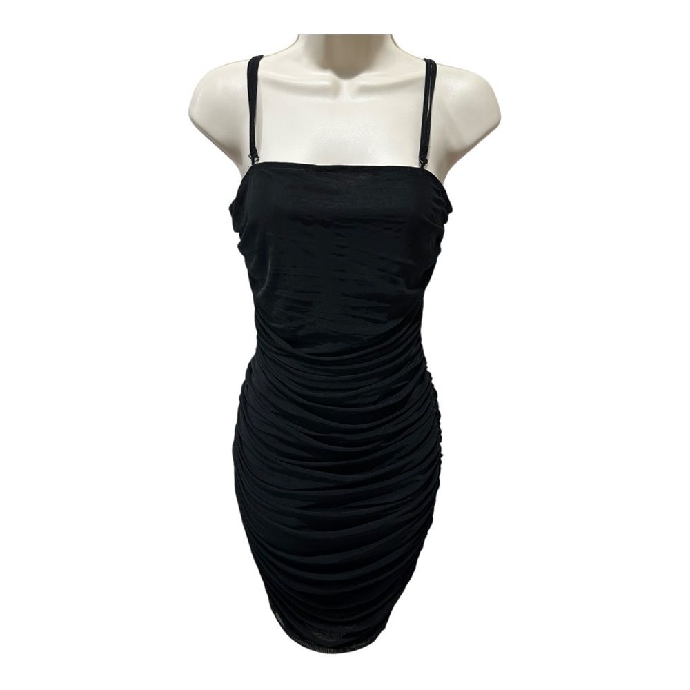 ⭐️ SHEIN RUCHED DRESS - BLACK - SIZE L - MIDI - STRETCHY DRESS ⭐️